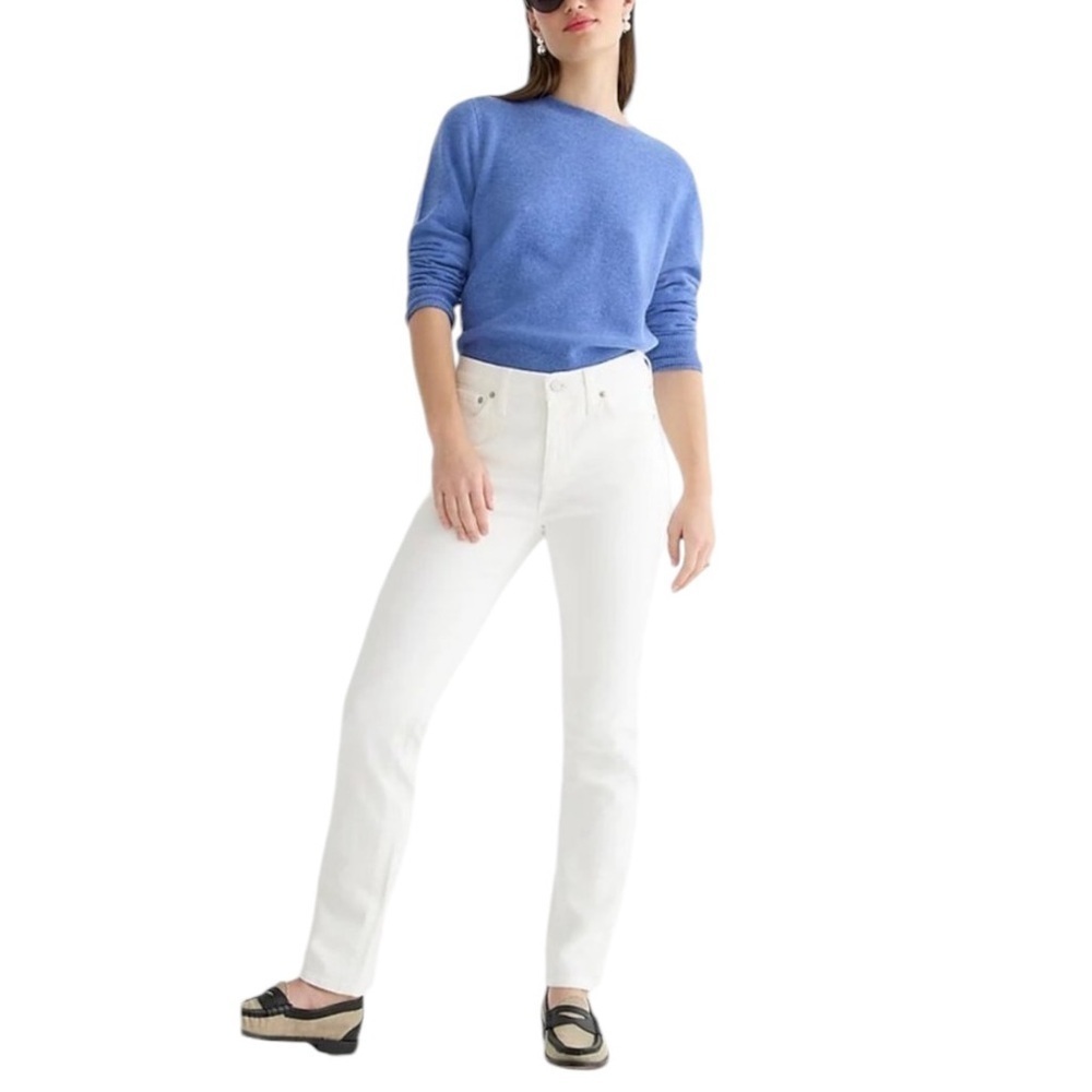 NEW J. CREW 9" Slim-Straight Jean Mid-rise White Wash Style BQ306 TALL Size 27T